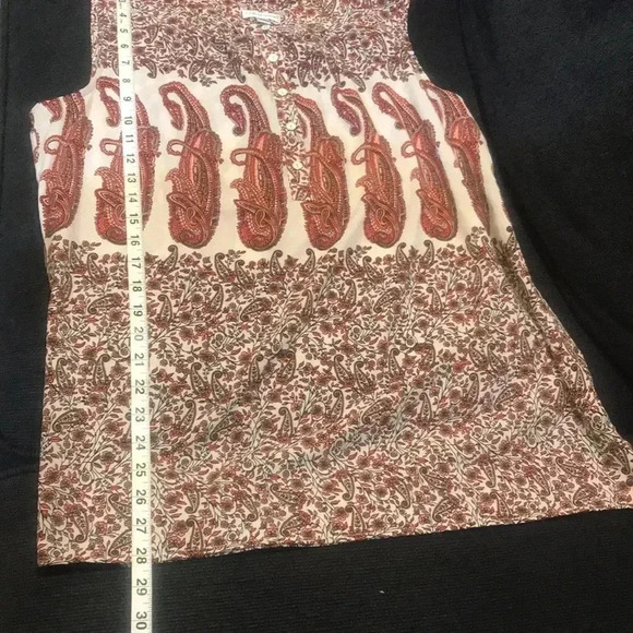 Croft & Barrow Round Neck Paisley Sleeveless Side Slit Button Front Top-XL - Picture 10 of 12